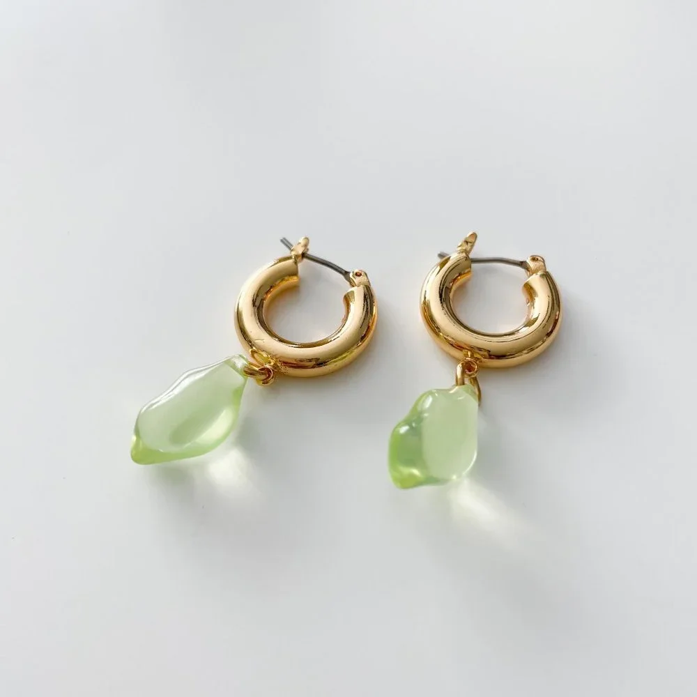 J. Crew Acetate Drop Huggie Hoop Earrings (Light Green)